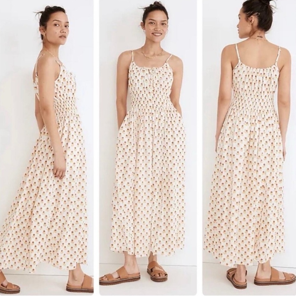 Madewell Cream and Brown Patterned Maxi Dress